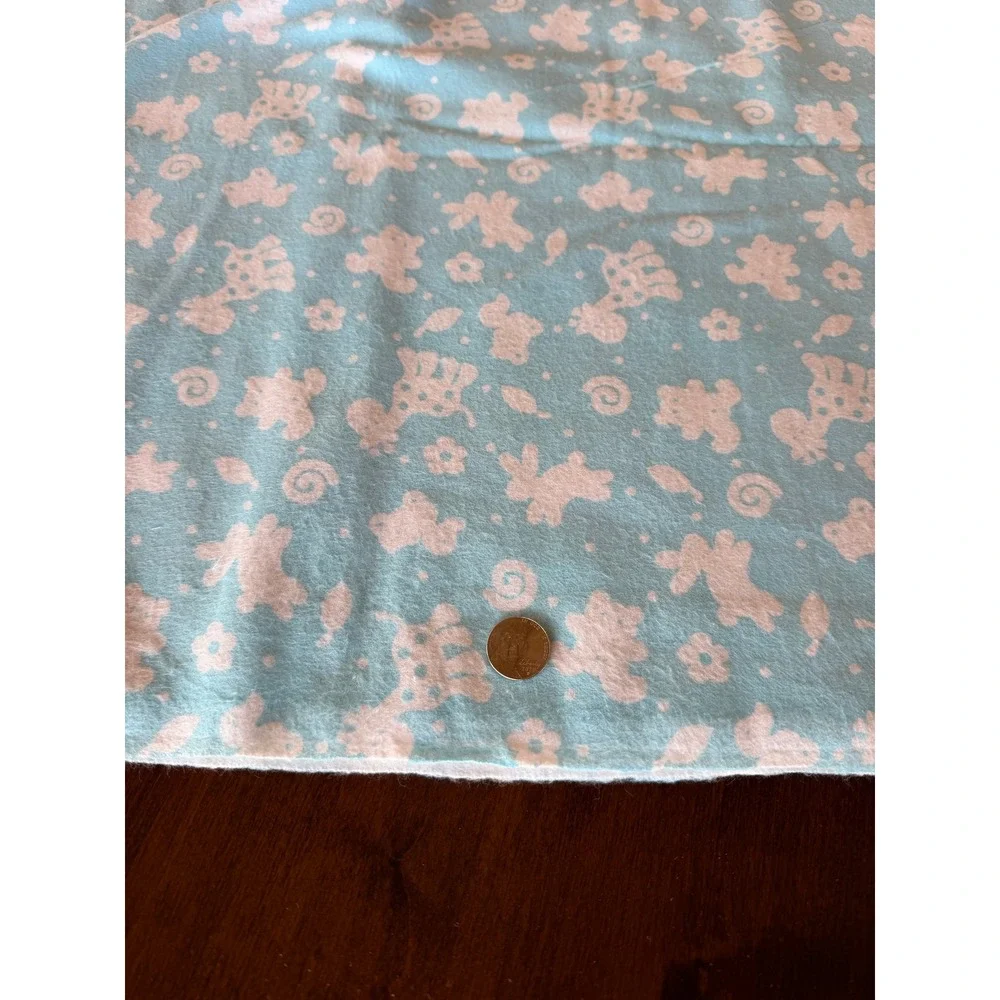 JOANN Snuggle Flannel Fabric 1.25 Yards Sky Blue White Nursery Animals Cotton